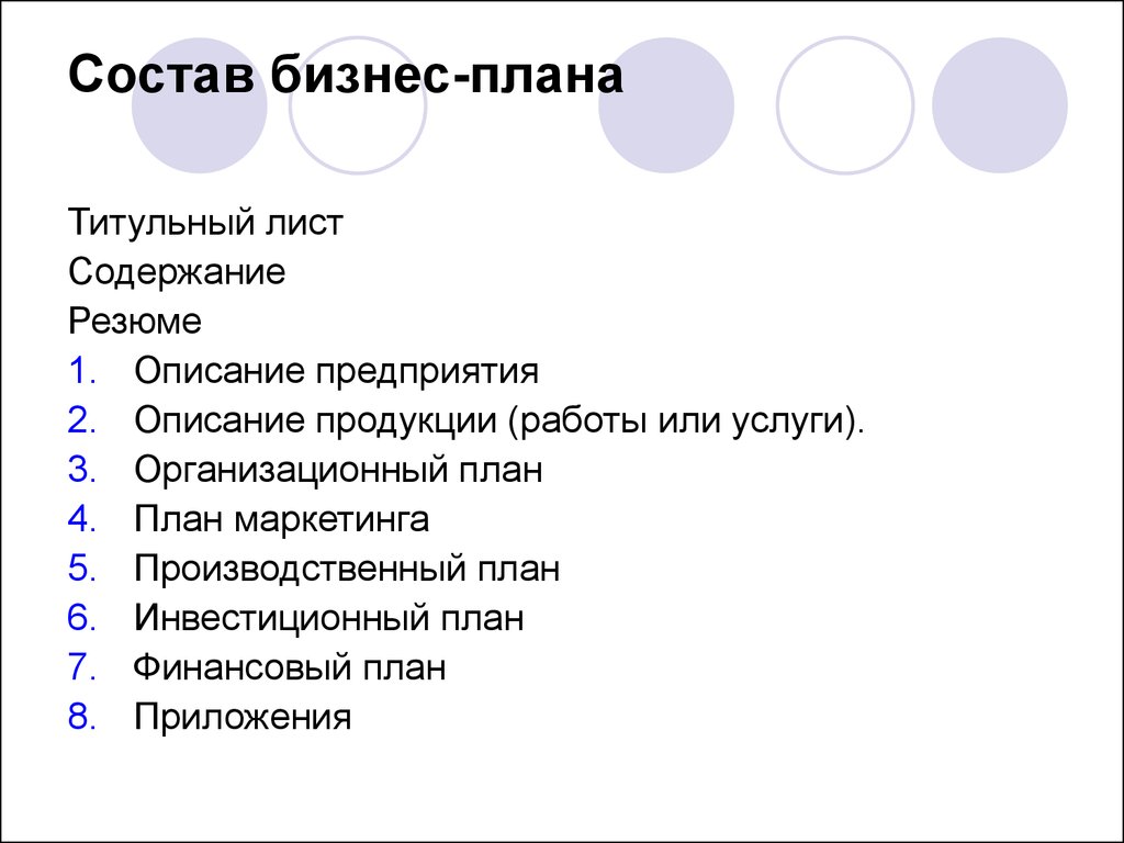 Бизнес план продукт проекта