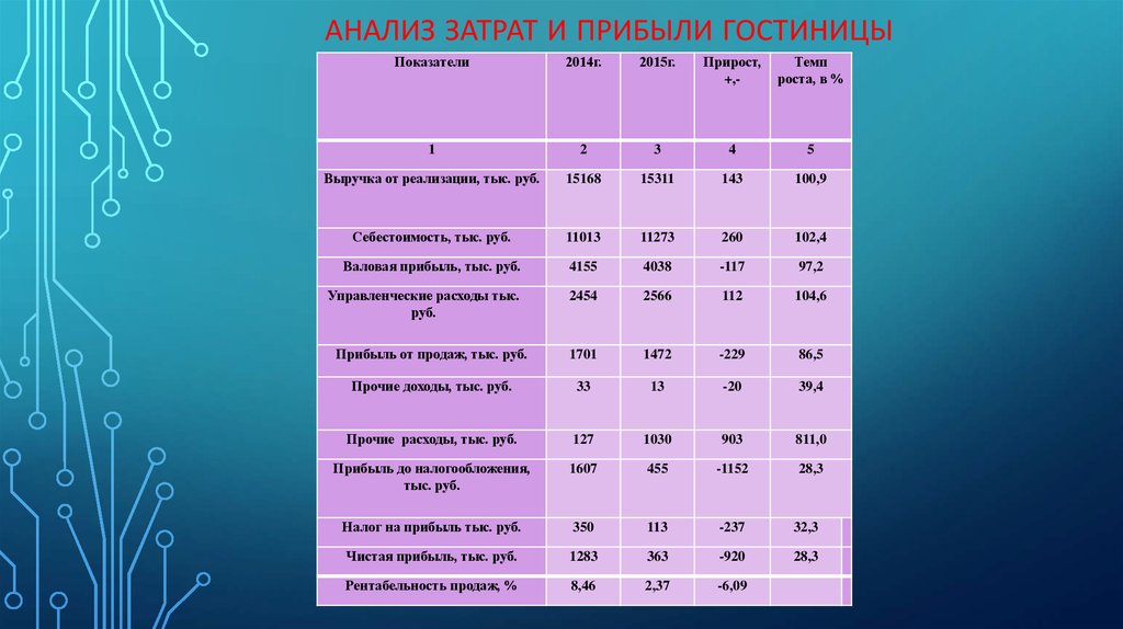 Финансовый план гостиницы