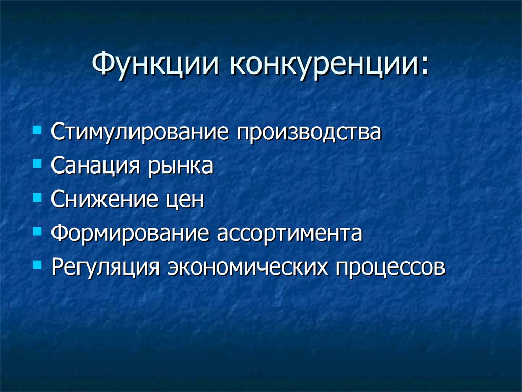 Функции конкурентных рынков