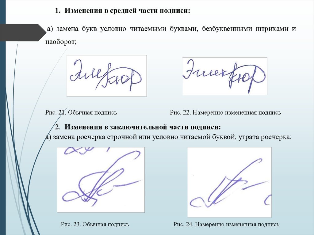 Форма образца подписи