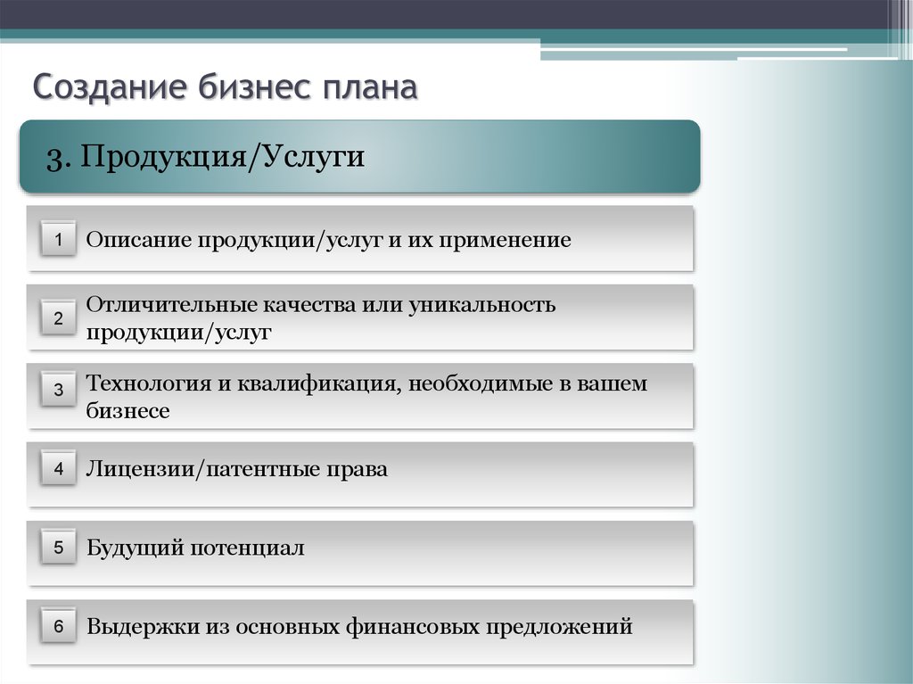 Пример описание продукции в бизнес плане пример