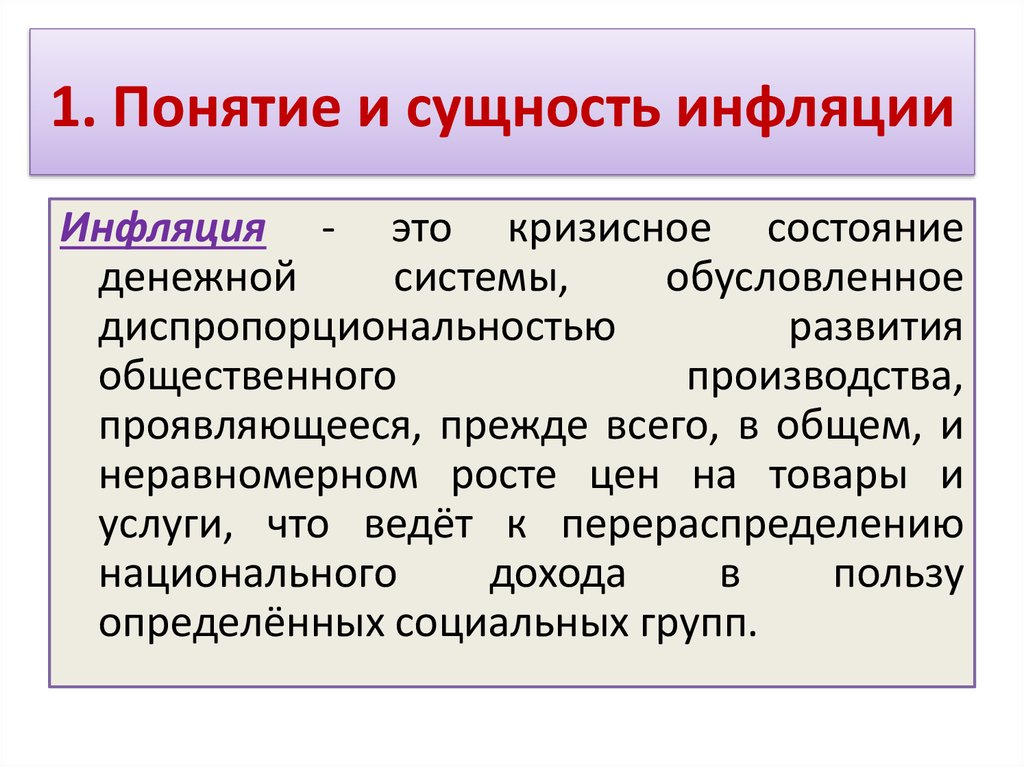 Одноклассники готовят доклад про инфляцию. Понятие инфляции.