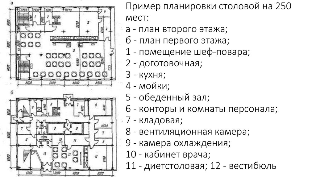 Схема помещений столовой