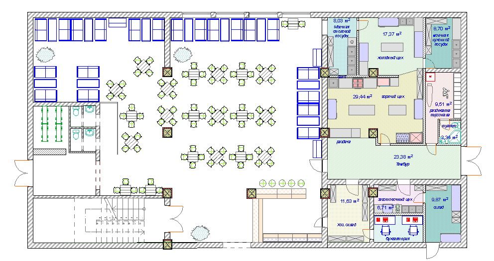 План кафе на 100 мест