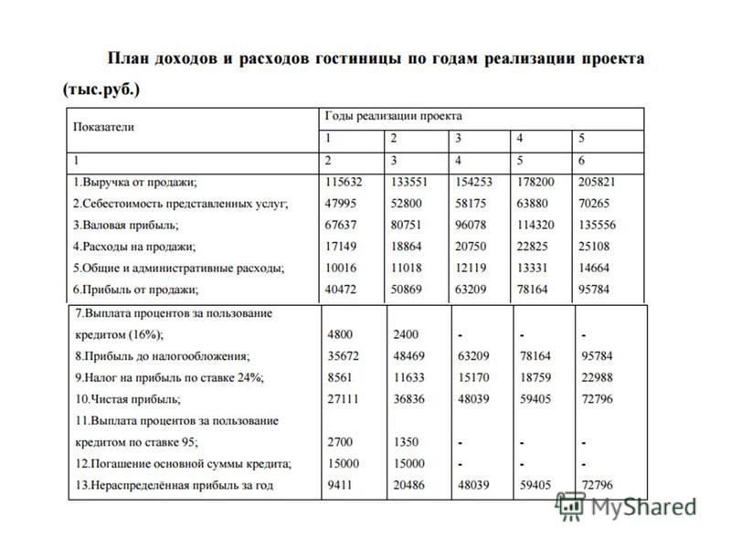 Бизнес план гостиницы пример