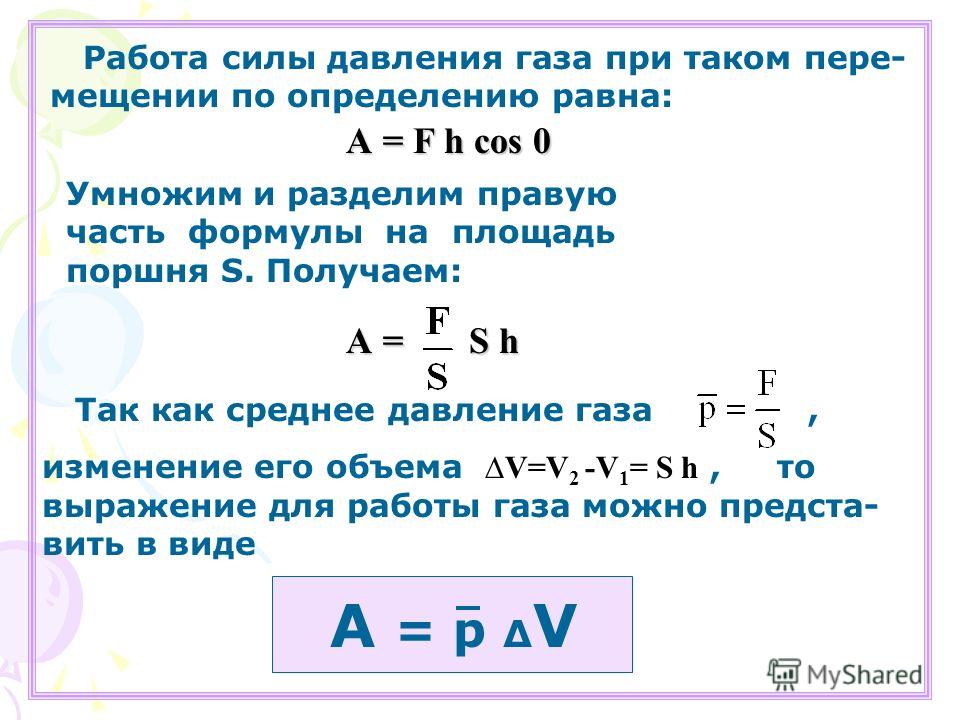 Как найти работу газа