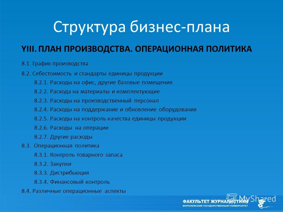 Как составить бизнес план технология 8 класс