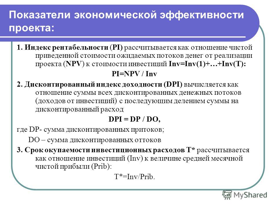 Показатели эффективности проекта