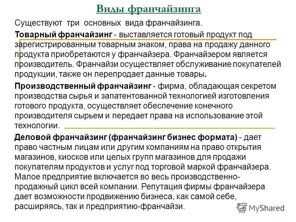 Виды франшиз. Виды франчайзинга. Основные виды франчайзинга. Виды франчайзинга товарный деловой.