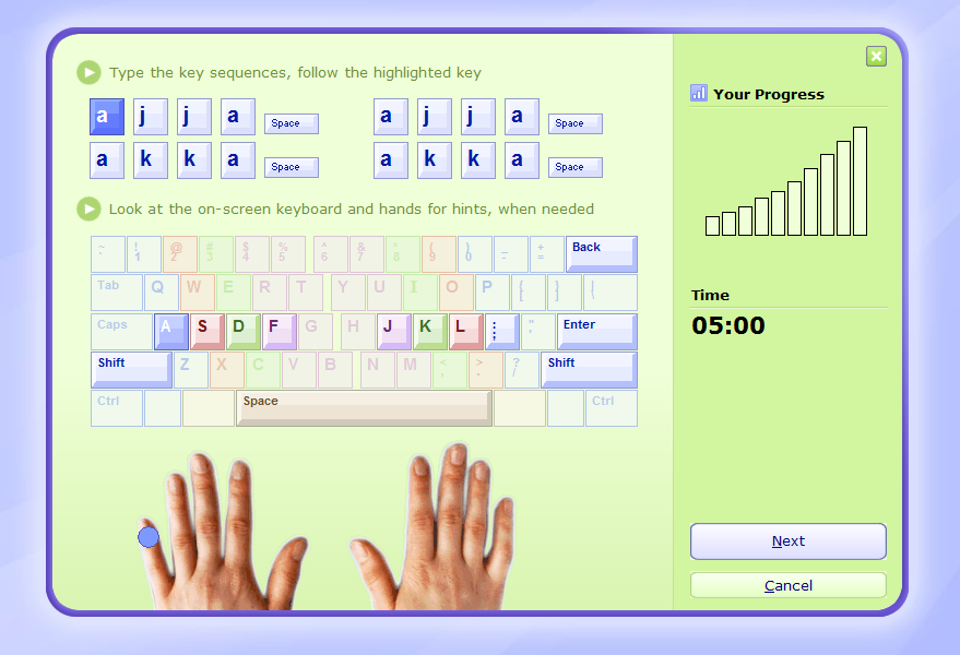 Тренажер слепой печати на клавиатуре