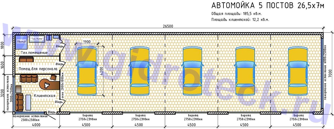 На плане изображена схема комплекса автосервиса авто для вас