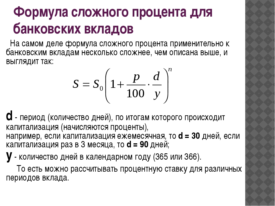 Схема расчета сложного процента