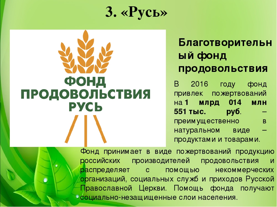 Современные благотворительные фонды и их значимость для государства презентация