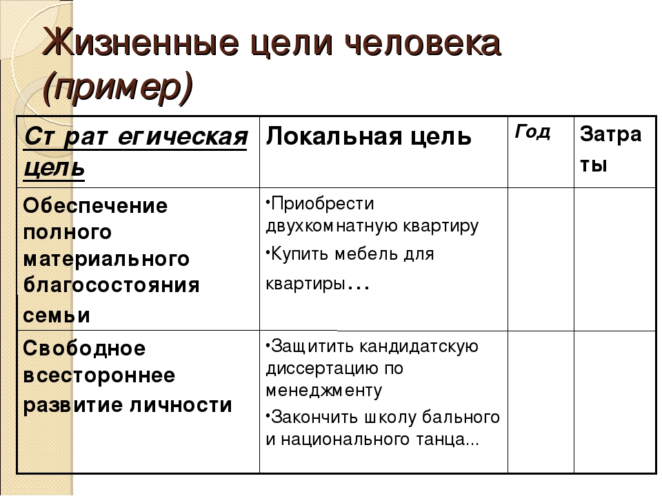 Жизненно важные цели планы на будущее анкета