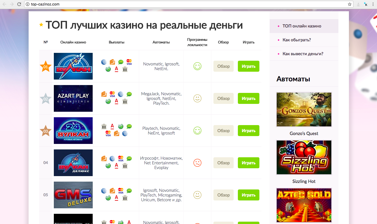 лучшее казино онлайн на рубли с моментальным выводом