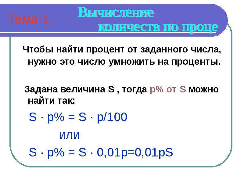 Схема нахождения процентов