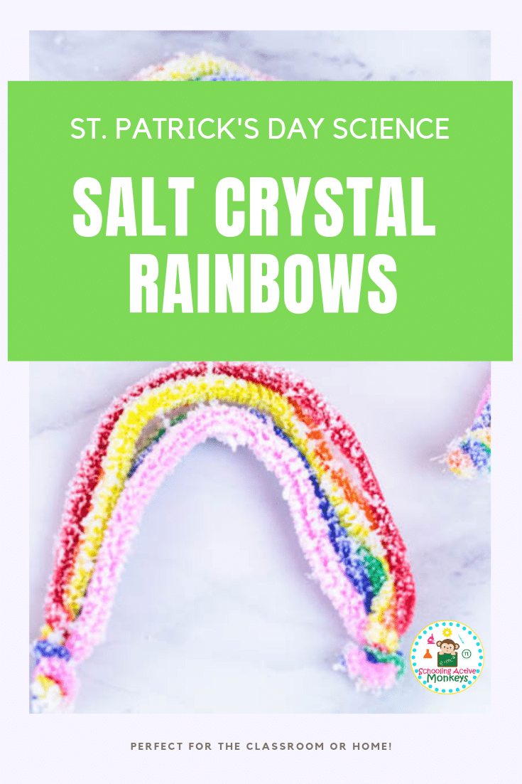 If you love science and love rainbows, then you’ll love making these salt crystal rainbows! Learn how to make easy crystals following these easy instructions! Perfect for St. Patrick’s Day science! #stemed #stemactivities #science #scienceexperiments #stpatricksday #stpatricksdayactivities
