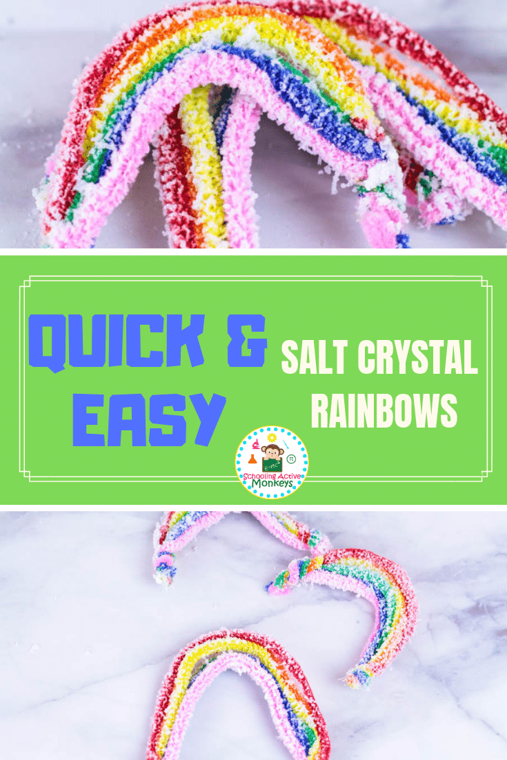 If you love science and love rainbows, then you’ll love making these salt crystal rainbows! Learn how to make easy salt crystals following these easy instructions! Perfect for St. Patrick’s Day science! #stemed #stemactivities #science #scienceexperiments #stpatricksday #stpatricksdayactivities